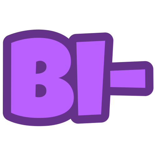 'bi-' in purple letters with a darker purple outline.